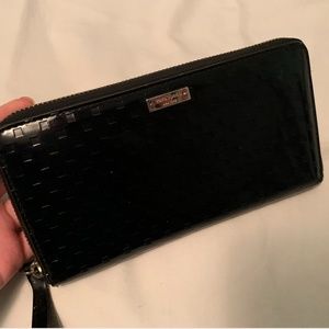 Black Patterned Shiny Leather Kate Spade Wallet